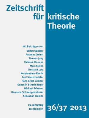 cover image of Zeitschrift für kritische Theorie / Zeitschrift für kritische Theorie, Heft 36/37